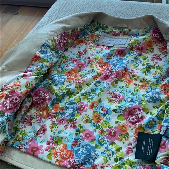 Real Leather Marc Andrew Beige Moto Jacket Small - Picture 3 of 6